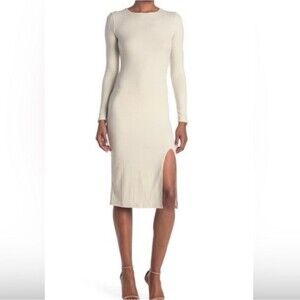 Abound "rainy day" long sleeve ribbed slit midi dress New with Tags size L